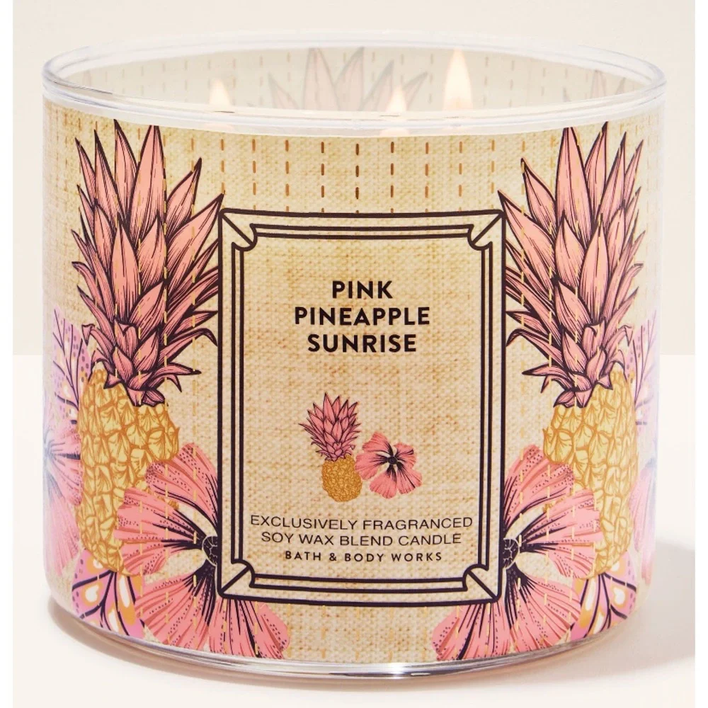🍍”PINK PINEAPPLE SUNRISE” 3-Wick Scented Candle, B&BW, 14.5 oz / 411 g, NWT-Box